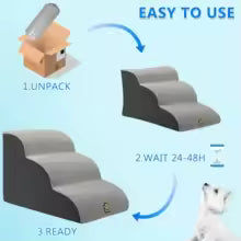 Pet Stairs for Dogs — Non-Slip Foam Steps for Couch, Bed & High Furniture | Washable Cover