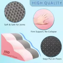 Pet Stairs for Dogs — Non-Slip Foam Steps for Couch, Bed & High Furniture | Washable Cover